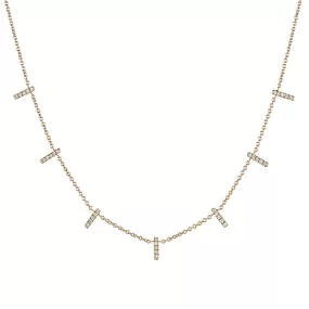 Diamond Pavé Bars Necklace, 14k